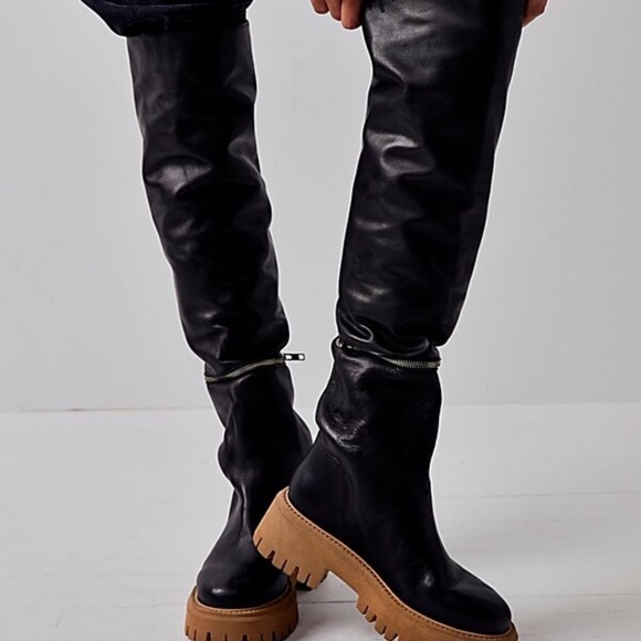 Free People Ziggy Zip Off Over the Knee Lug Boots-A714-Have 2 boots in 1